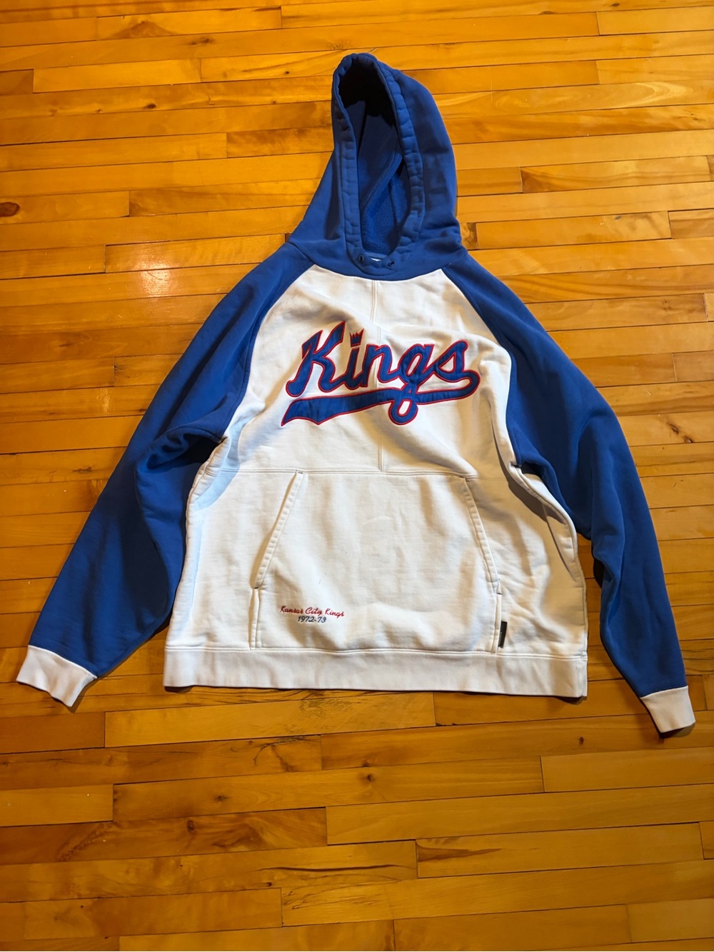 Reebok Hardwood Classics Pullover Hoodie in White and Blue